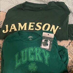Jameson and Lucky Green T-Shirts and ST Paddy’s Earrings